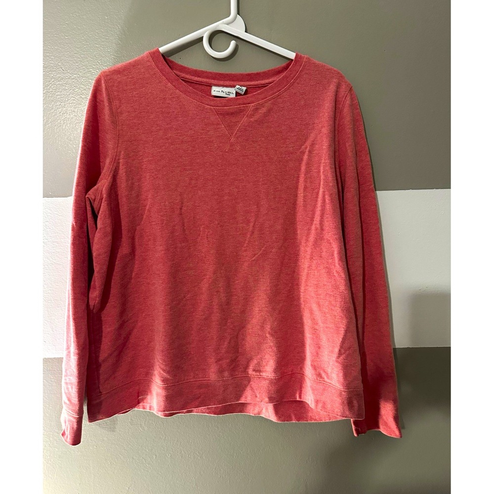 Kim Rogers Women's Petite PL Crewneck Pullover Sweatshirt Knit Solid Pink